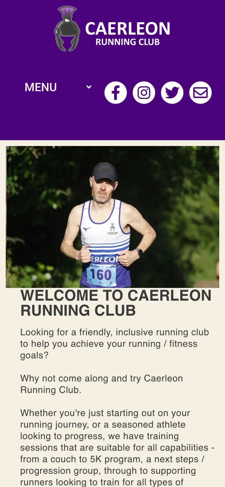 Caerleon Running Club on a small screen